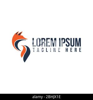 Fox unique symbol design on the white background. Flat design fox for your best business symbol. Vector illustration EPS.8 EPS.10 Stock Vector