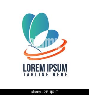 Abstract design symbol of butterfly for your best business symbol. Flat design symbol butterfly for element design. Vector illustration EPS.8 EPS.10 Stock Vector