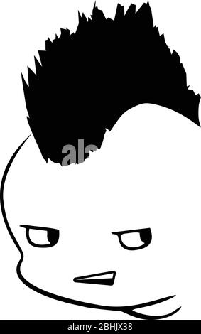 Silhouette angry face kid in punk style. Design element for print, t-shirt, poster, card, banner. Vector illustration EPS.8 EPS.10 Stock Vector