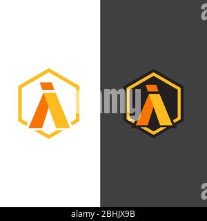 Letter AI simple symbol vector template in orange color. business AI Letter symbol design. Vector illustration EPS.8 EPS.10 Stock Vector