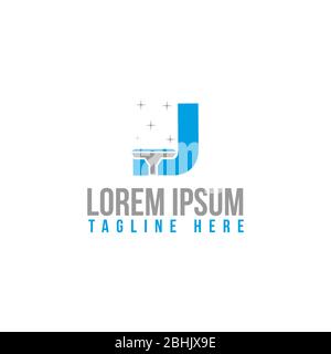 Creative letter J For house cleaning service symbol design. Cleaning company sign symbol. Vector illustration EPS.8 EPS.10 Stock Vector