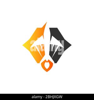 Creative vector plane in orange and grey color. Flat design plane for your best business symbol. Vector illustration EPS.8 EPS.10 Stock Vector