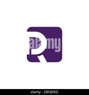 Square letter R logo in negative space, initial letter logo, on white background. Stock Vector