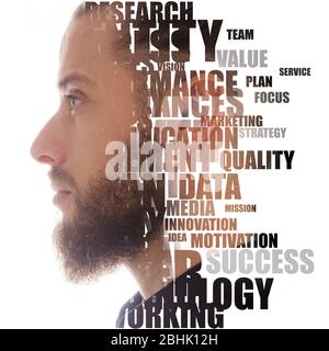 A portrait combined with a digital illustration Stock Photo