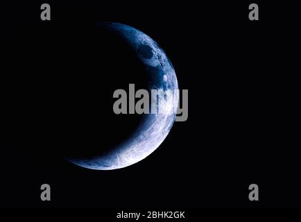 Moon in space, half part of moon with eclipse Stock Photo