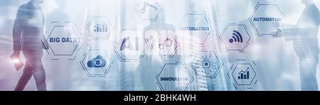 Artificial intelligence Big Data Automation Innovation universal background. Stock Photo