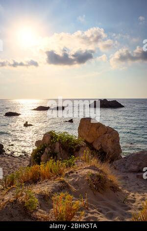 Beautiful seascape, Kathisma beach, west coast of Lefkada island, Greece. Stock Photo