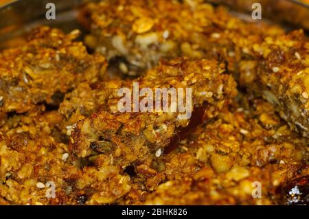 homemade oatmeal cookies with coconut and dates Stock Photo