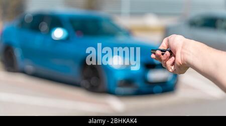 The opening of a car by remote control Stock Photo