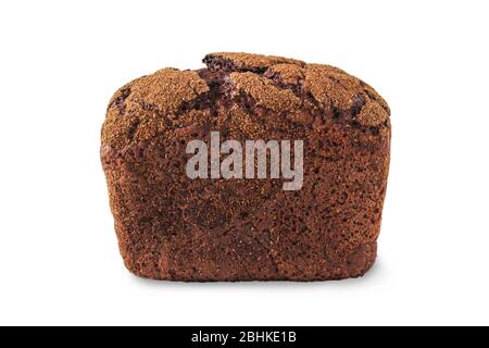 Loaf of rye bread with bran isolated on white Stock Photo