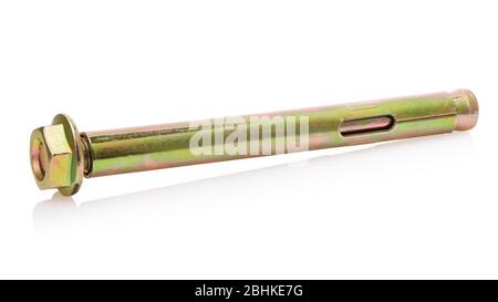 Anchor bolt with nut isolated on a white background. Photo Stacking Stock Photo