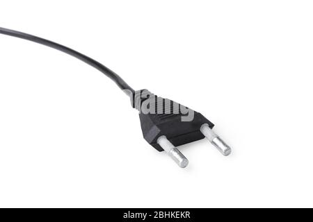 Electrical plug with wire isolated on white Stock Photo