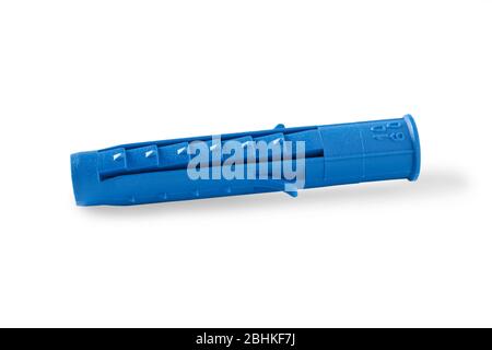Plastic dowel close-up isolated on a white background Stock Photo