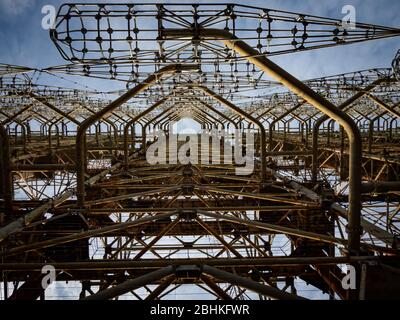 Moscow Eye so called Duga 3 or Chernobyl 2. Old Soviet military radar located near Pripyat village. Ukraine Stock Photo