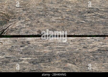 Old weathered wooden planks texture, close-up view. Stock Photo