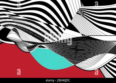 Abstract vector wave graphics with white and black Stock Vector