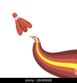 Shuttlecock Icon with Red Feathers Isolated on White Background Stock Vector