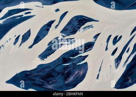 Colorful River Aerial taken in Southern Iceland, post processed in HDR Stock Photo