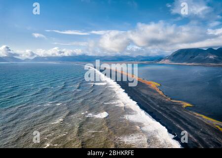 Eystrahorn Mountains by the Ocean in Eastern Iceland, post processed in HDR Stock Photo