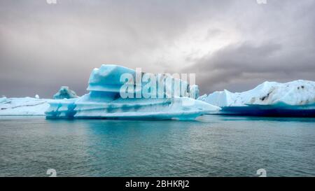 Diamond Beach in Southern Iceland during Sunrise, post processed in HDR Stock Photo