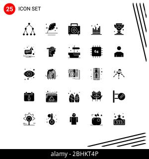 Pack of 25 Modern Solid Glyphs Signs and Symbols for Web Print Media ...