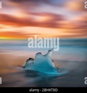 Diamond Beach in Southern Iceland during Sunrise, post processed in HDR Stock Photo