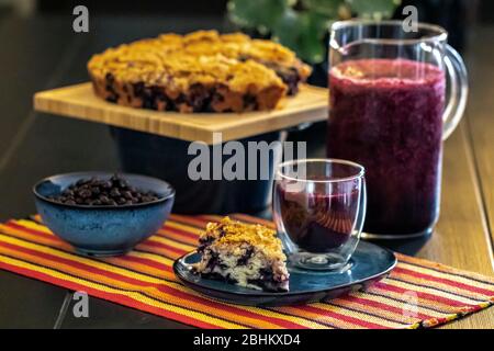 Homemade rustic blueberry buckle cake Stock Photo