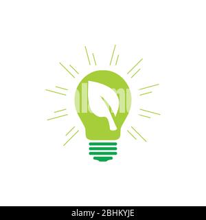 green leaf light bulb shine decoration vector Stock Vector