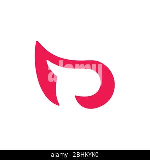 letter r curves negative space logo vector Stock Vector