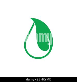 simple circle geometric curves green leaf logo vector Stock Vector