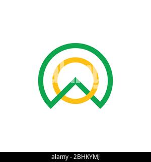 mountain sun linked line logo vector Stock Vector