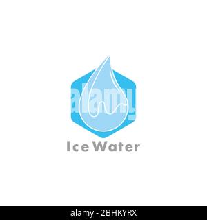 ice cube water simple geometric clear design symbol logo vector Stock Vector