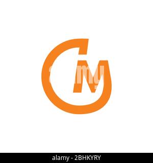 letters cm simple linked line arrow geometric logo Stock Vector