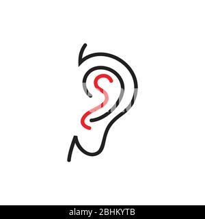 ear thin line symbol icon vector Stock Vector