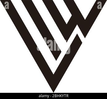 letter vw stripes geometric triangle logo vector Stock Vector