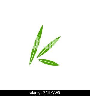 letter k green leaf motion simple geometric symbol logo vector Stock Vector