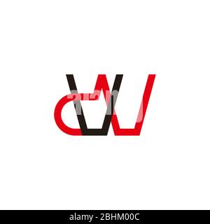 letter dw simple overlapping line colorful logo vector Stock Vector