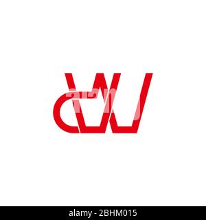 letter dw simple linked overlapping line flat logo vector Stock Vector