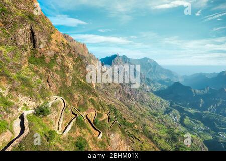 Hiking path in Santo Antao, Cape Verde, post processed in HDR Stock Photo