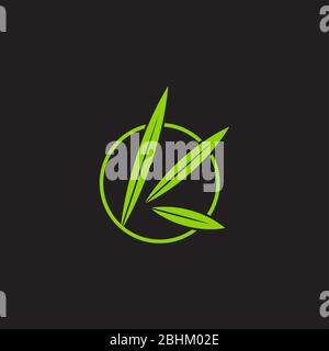 letter k green leaf circle overlapping geometric symbol logo vector Stock Vector