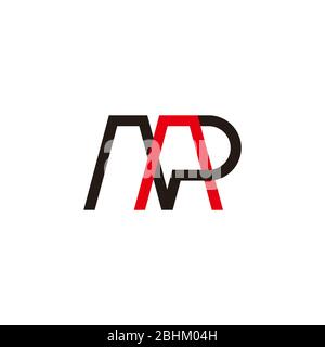 letter mp simple linked line colorful logo vector Stock Vector
