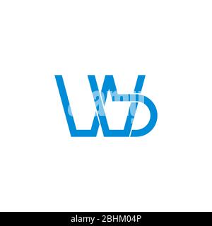 letter wb simple linked 3d line flat logo vector Stock Vector