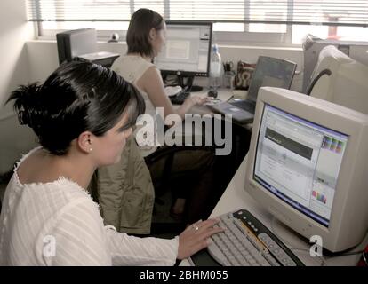 Office Worker On Computers 06 Woman Female Technical Stock Photo Alamy