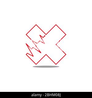 letter x red arrow up heart rate symbol logo vector Stock Vector