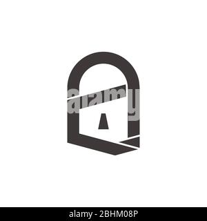 letter a padlock symbol geometric design logo vector Stock Vector