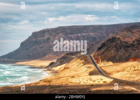 Sao Vicente Coastline from Monte Verde, Cape Verde, post processed in HDR Stock Photo