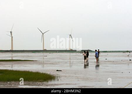 Afternoon nature landscape of Gaomei Wetlands at Taichung, Taiwan Stock Photo