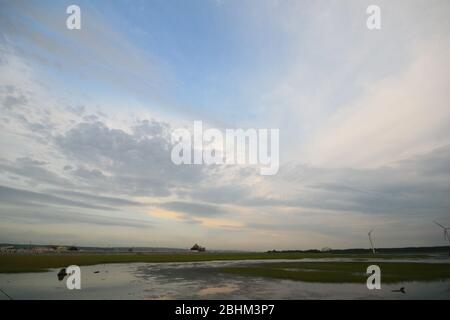 Afternoon nature landscape of Gaomei Wetlands at Taichung, Taiwan Stock Photo