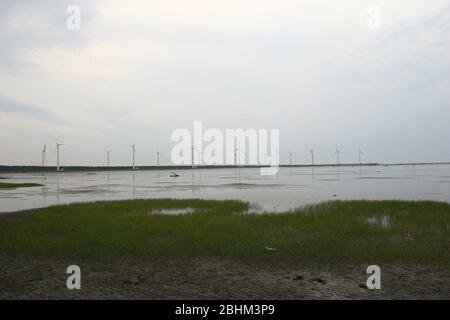 Afternoon nature landscape of Gaomei Wetlands at Taichung, Taiwan Stock Photo