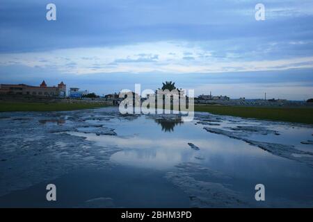 Afternoon nature landscape of Gaomei Wetlands at Taichung, Taiwan Stock Photo